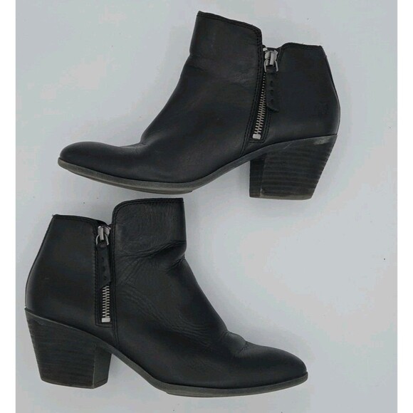 Frye Judith Double Zip Ankle Boots Womens Size 7.5M Black Leather Block Heel - Picture 4 of 9